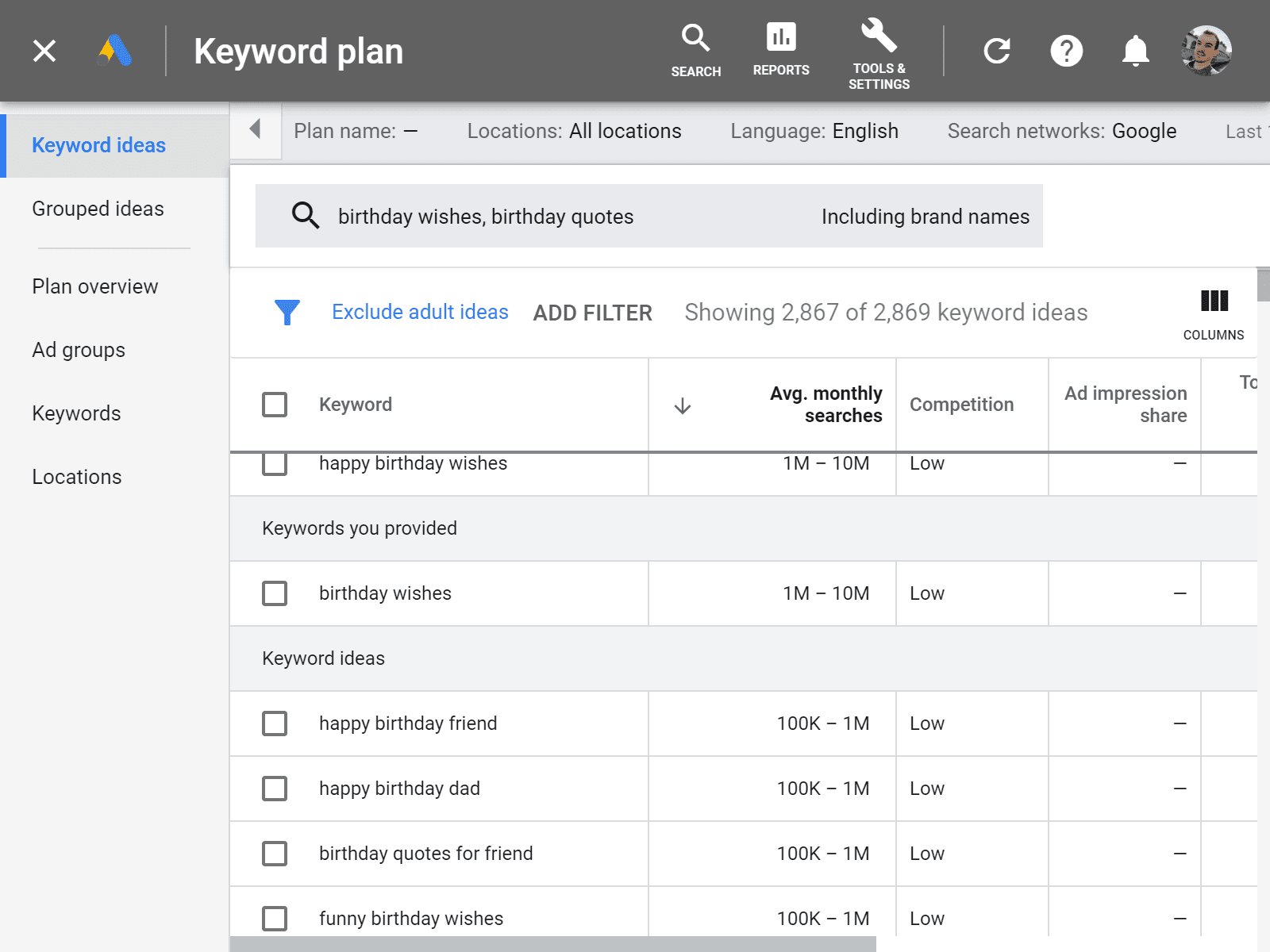 Keyword Plan.