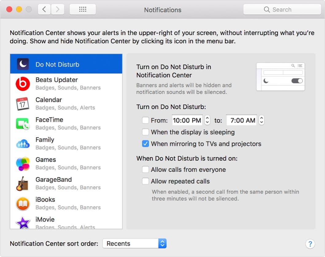 MacOS Do Not Disturb