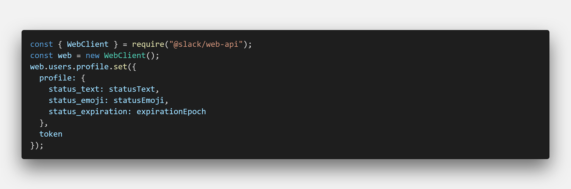 Slack API code